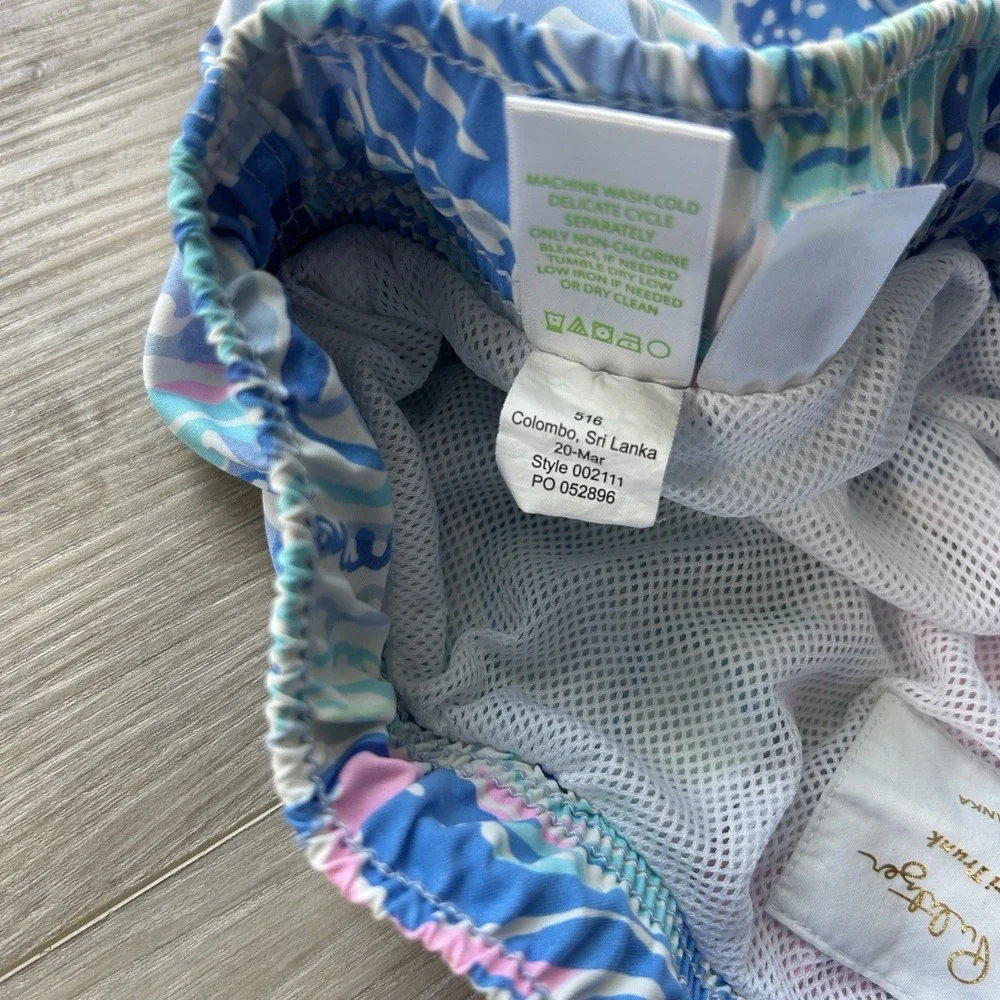 Lilly Pulitzer Small Capri Trunk Ocean‎ View Saltwater View Blue Shade Stretch